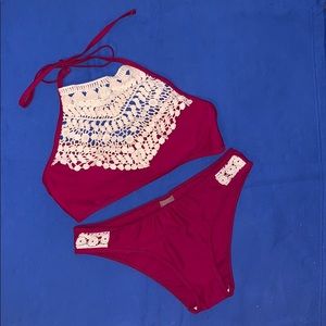 Women’s Small Maroon and Lace Bikini